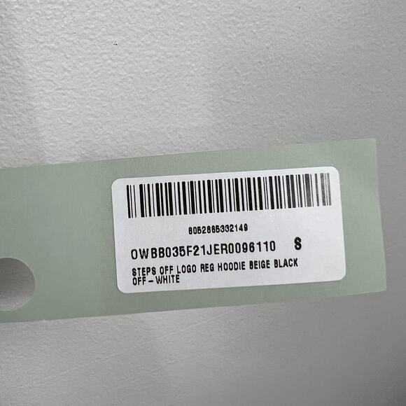 Off-White c/o Virgil Abloh "Off" Logo Beige Neutrals Minimalist Hoodie Sweater - Picture 12 of 14